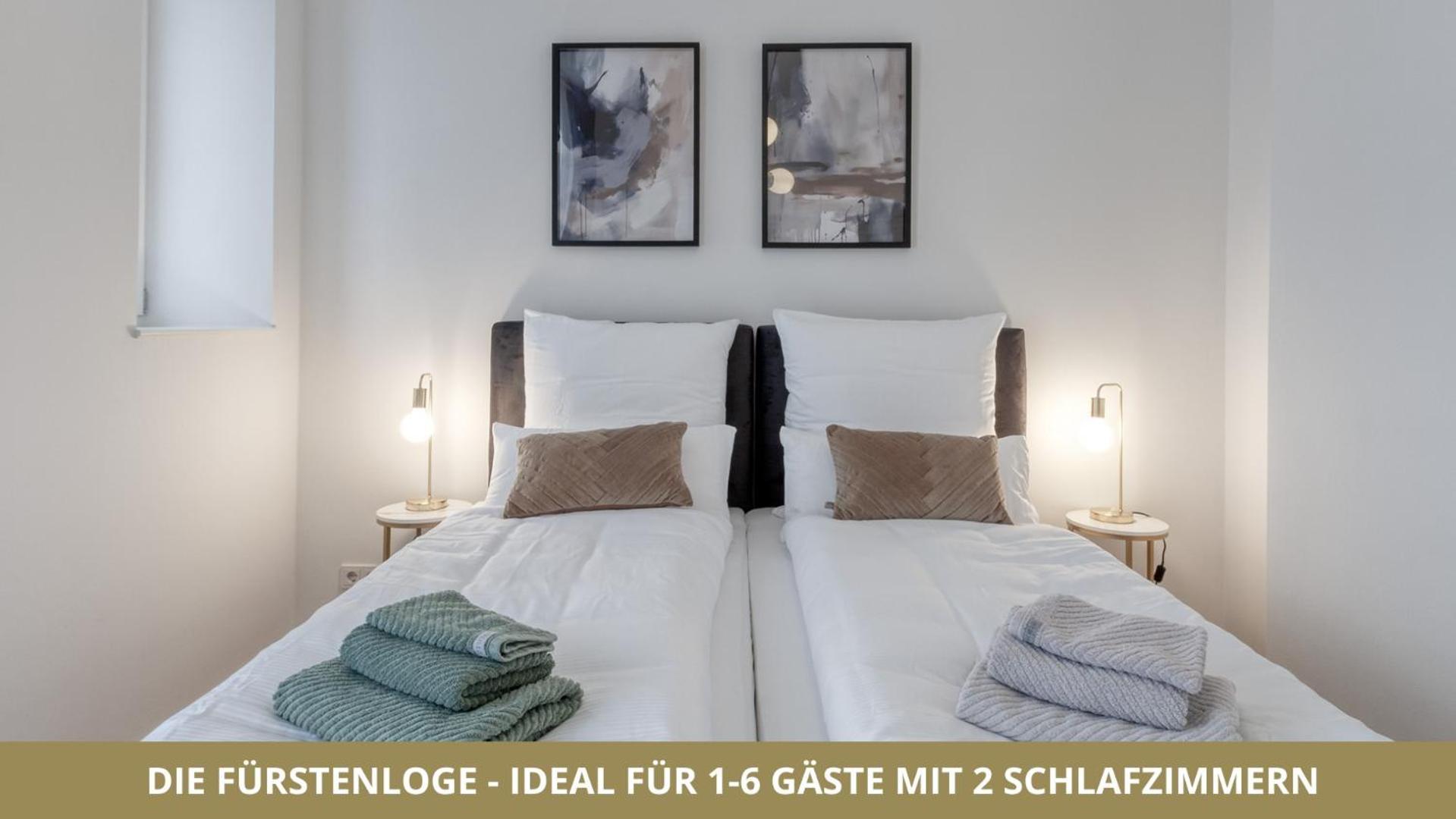 Neu Fuerstenloge 1-6 Pers Hinter Dem Markgraeflichen Opernhaus - 2 Schlafzimmer Mit Boxspringbetten 4 Einzel Oder 2 Doppelbetten, Balkon Und Einbaukueche, Barrierearm * Bayreuth