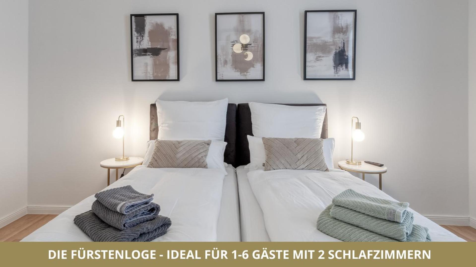 Neu Fuerstenloge 1-6 Pers Hinter Dem Markgraeflichen Opernhaus - 2 Schlafzimmer Mit Boxspringbetten 4 Einzel Oder 2 Doppelbetten, Balkon Und Einbaukueche, Barrierearm Apartment *